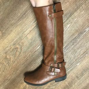 Brown riding boots